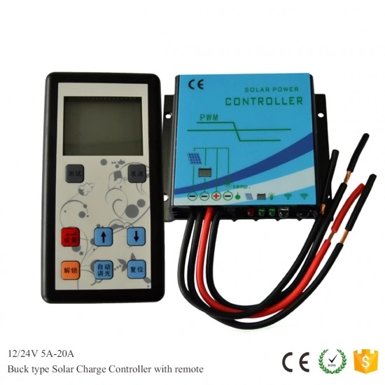 Booster Type Constant Current Solar Charge Controller PWM 12V 24V 5A 10A 15A 20A High Power with Remote