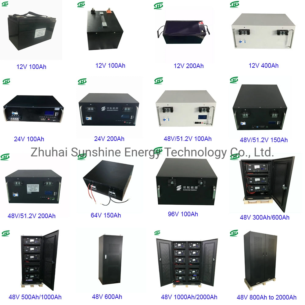 96kwh Power Wall off Grid Hybrid Inverter Solar Energy Storage Lithium Battery 48V 2000ah