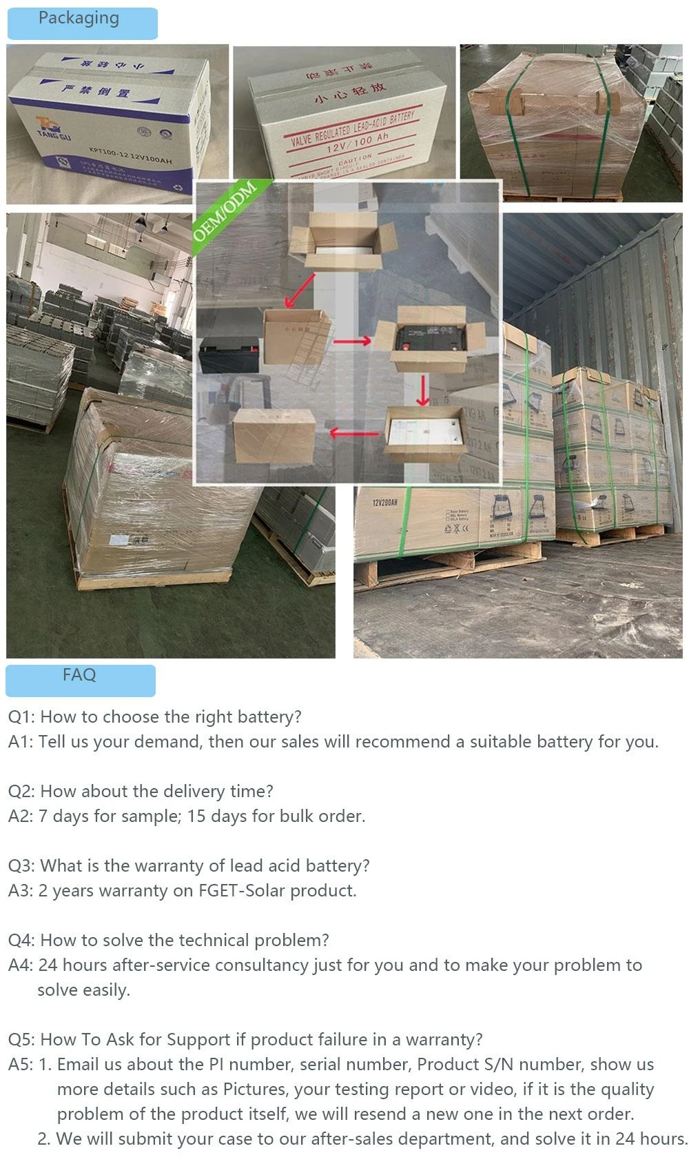 Maintenance-Free AGM Battery UPS Battery Solar Valve-Regulated Lead Acid Battery for Electric Power