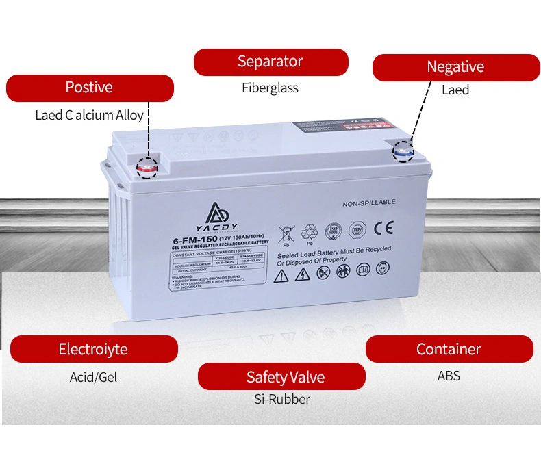 12V180ah AGM Gel Storage Solar UPS Deep Cycle Rechargeable Battery